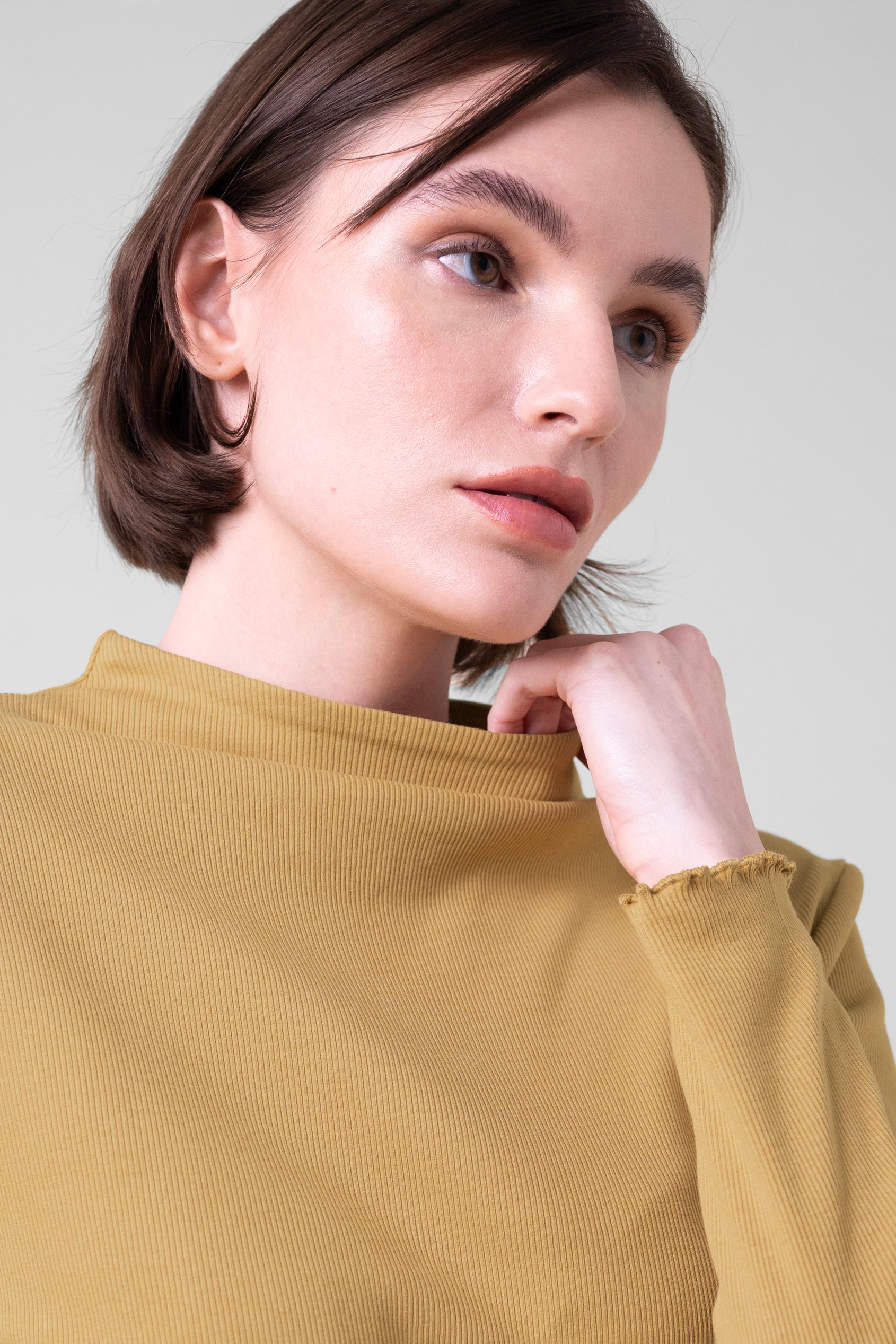 Womens High Neck Ribbed Top