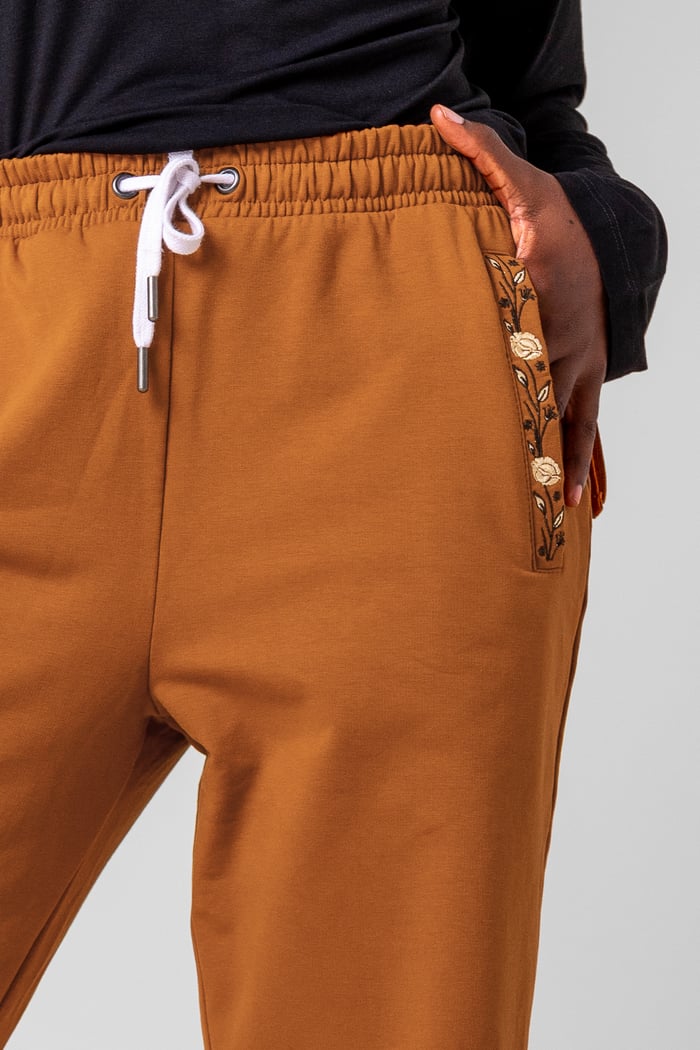 Stretchy Embroidery Design Details Trousers