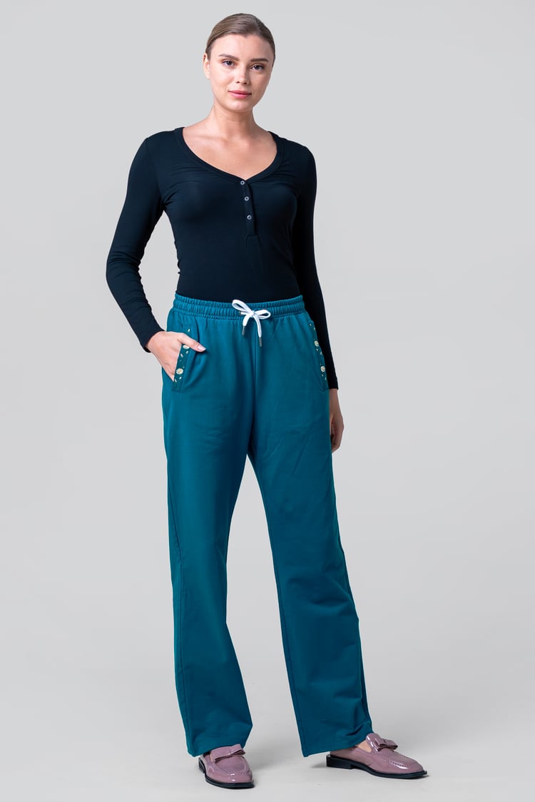 Stretchy Embroidery Design Details Trousers