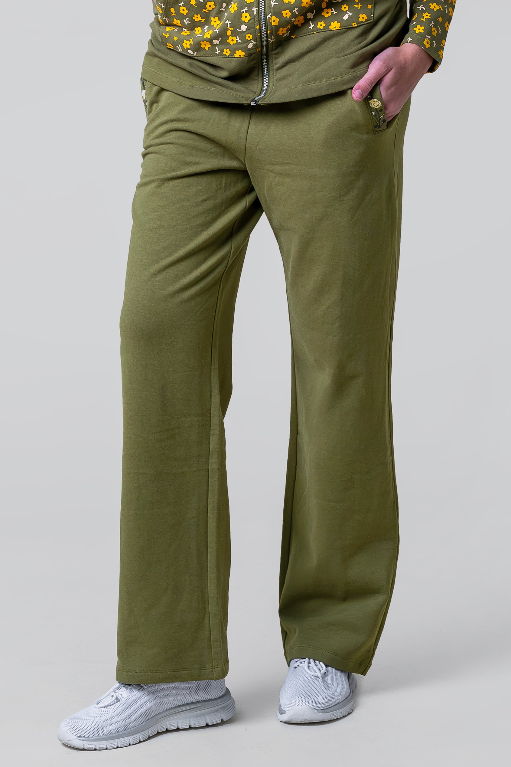 Stretchy Embroidery Design Details Trousers