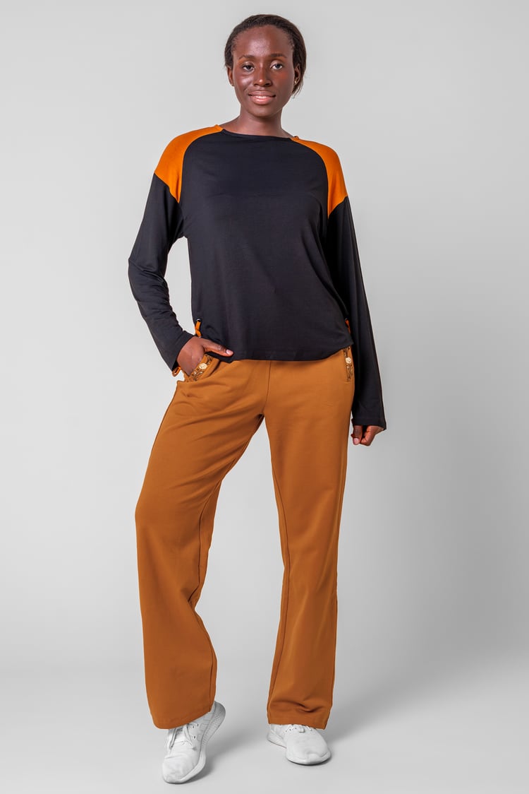 Stretchy Embroidery Design Details Trousers