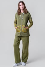 Stretchy Embroidery Design Details Trousers