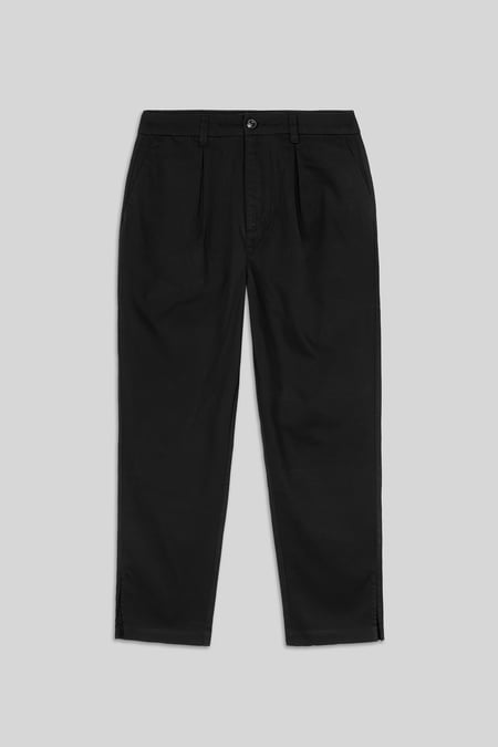 Womens Black Pleated Cropped Trouser
