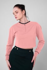 Womens Drop Shoulder Zip Through Top