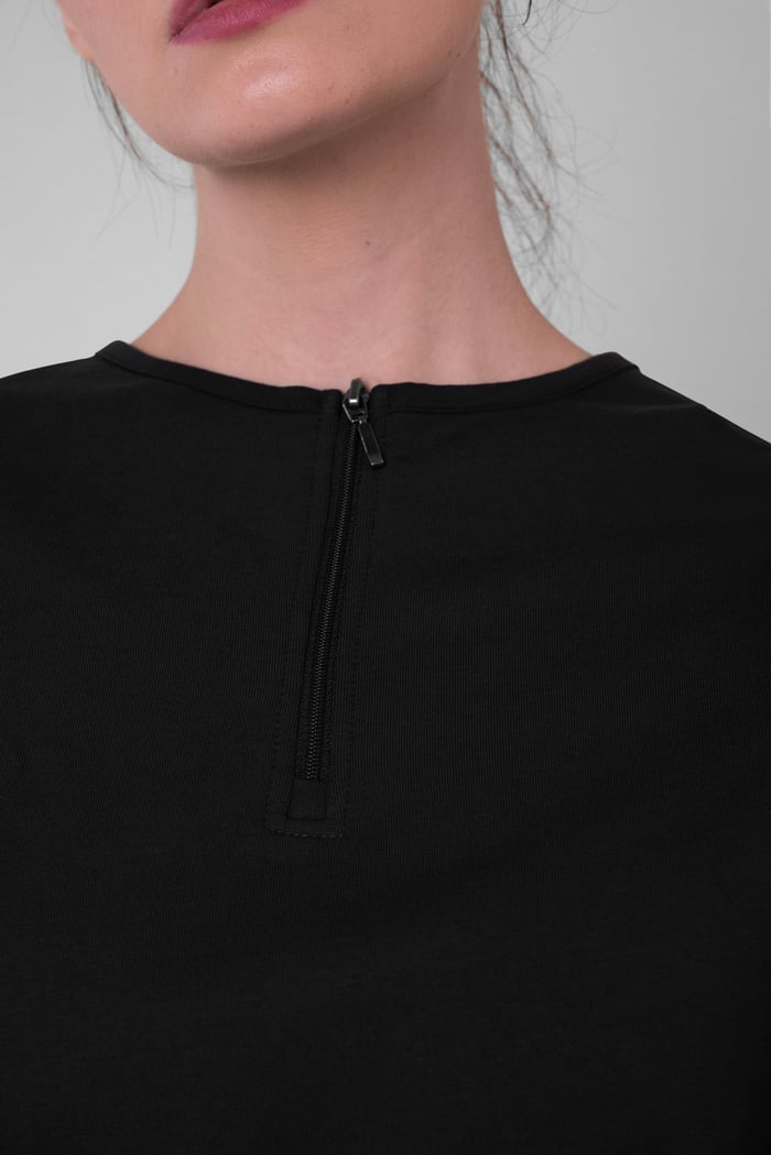 Womens Drop Shoulder Zip Through Top