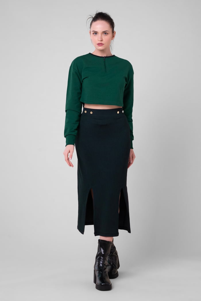 Womens Drop Shoulder Zip Through Top