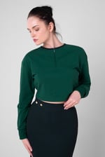 Womens Drop Shoulder Zip Through Top