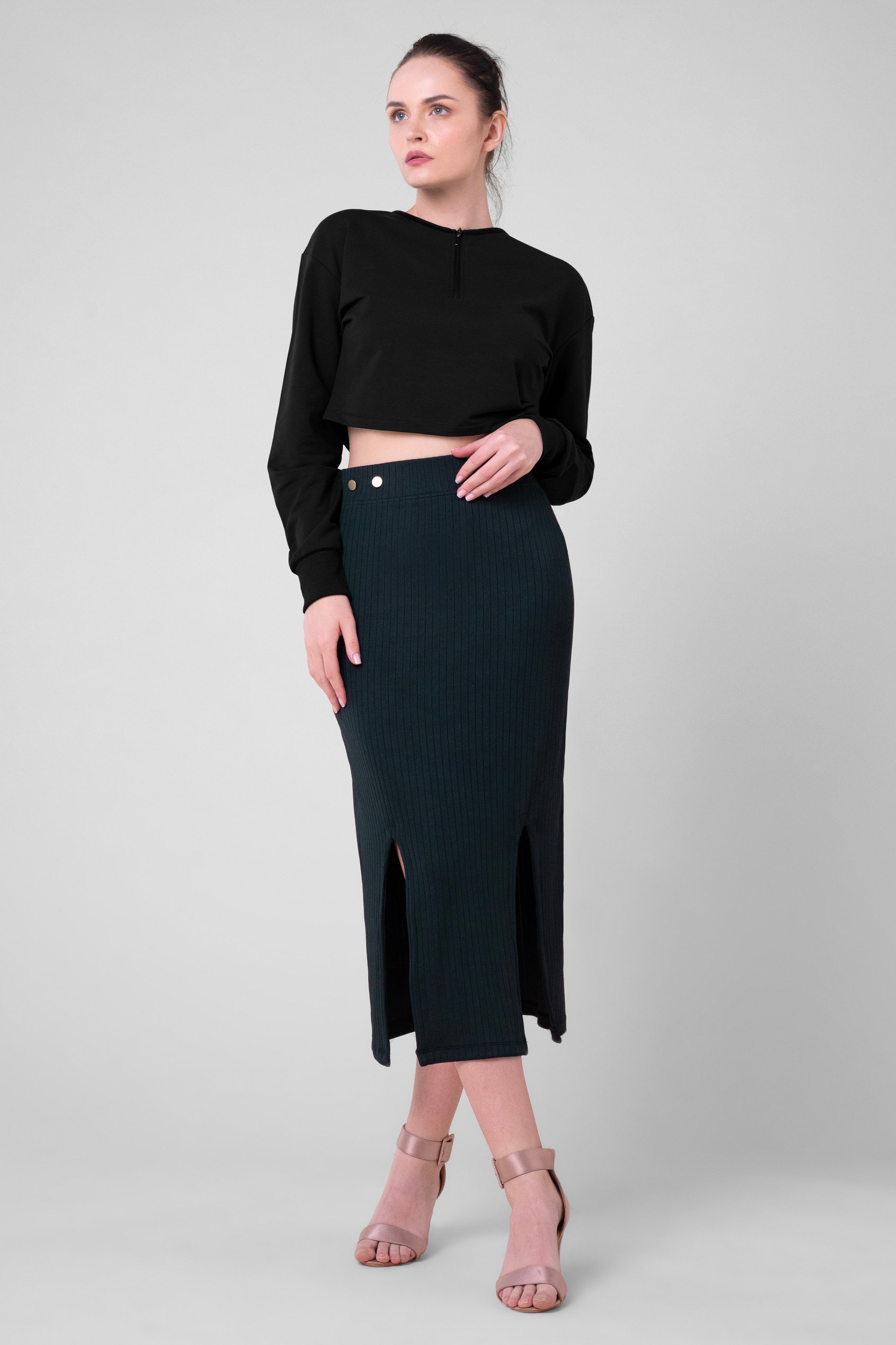 Womens Drop Shoulder Zip Through Top