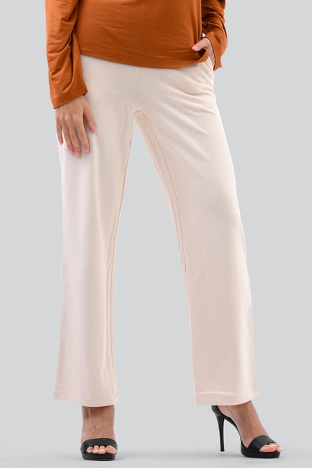 Womens White Straight Leg Trousers