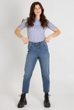 Stripe Jersey Button Back T-Shirt Top