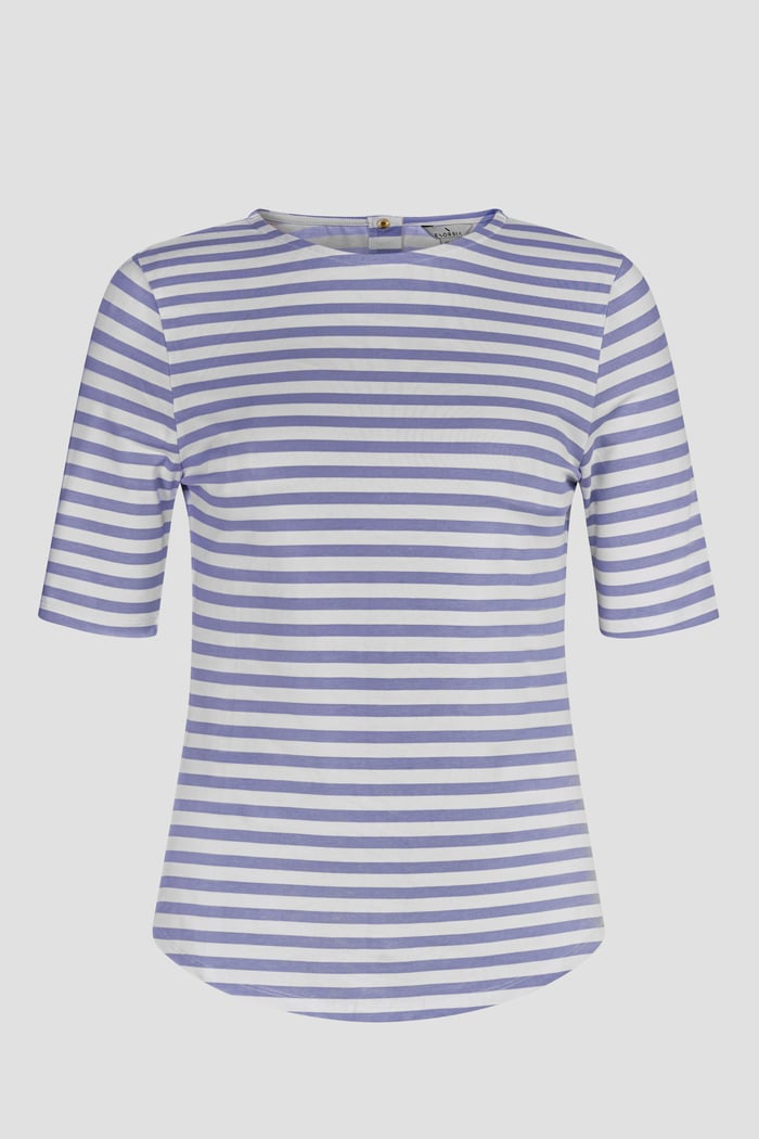 Stripe Jersey Button Back T-Shirt Top