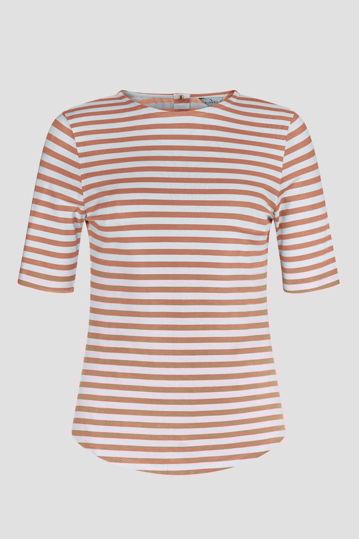 Stripe Jersey Button Back T-Shirt Top