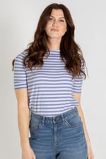 Stripe Jersey Button Back T-Shirt Top
