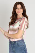 Stripe Jersey Button Back T-Shirt Top