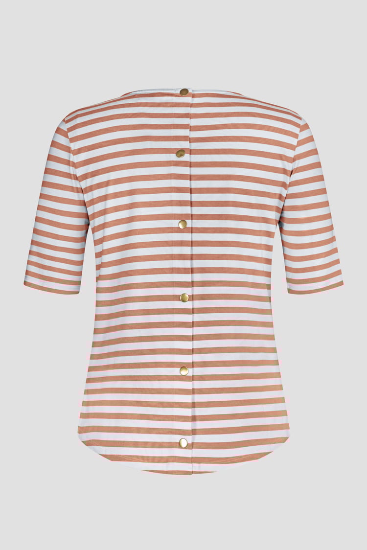 Stripe Jersey Button Back T-Shirt Top