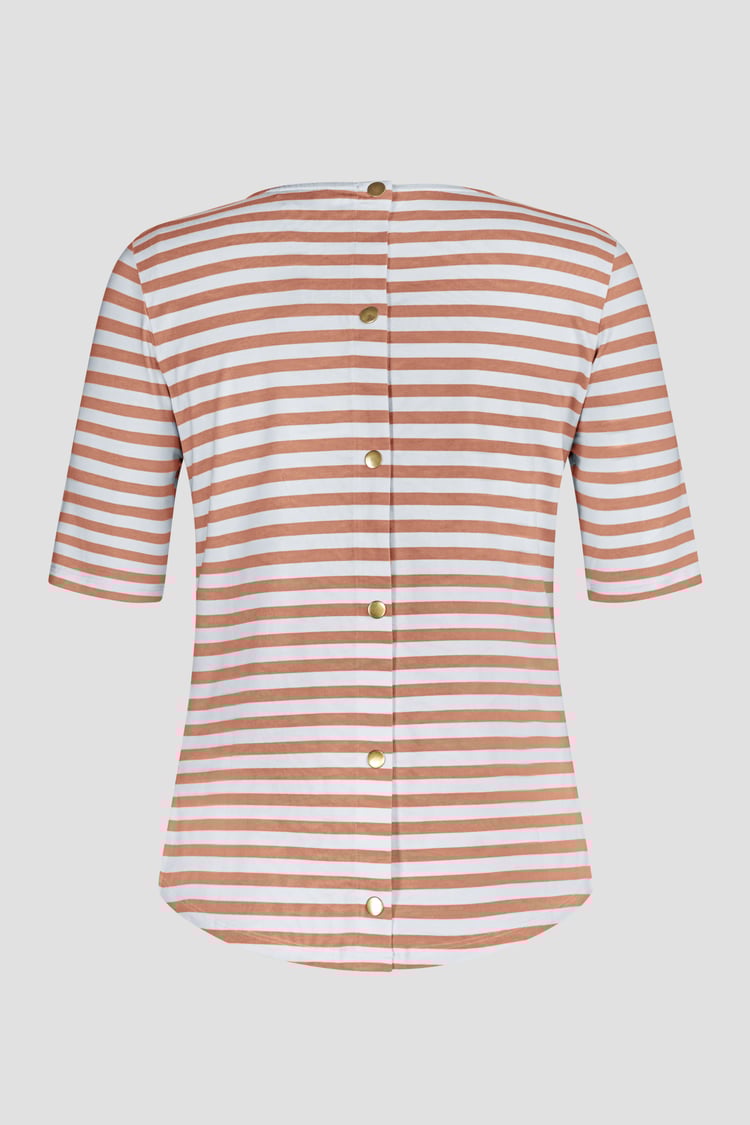Stripe Jersey Button Back T-Shirt Top