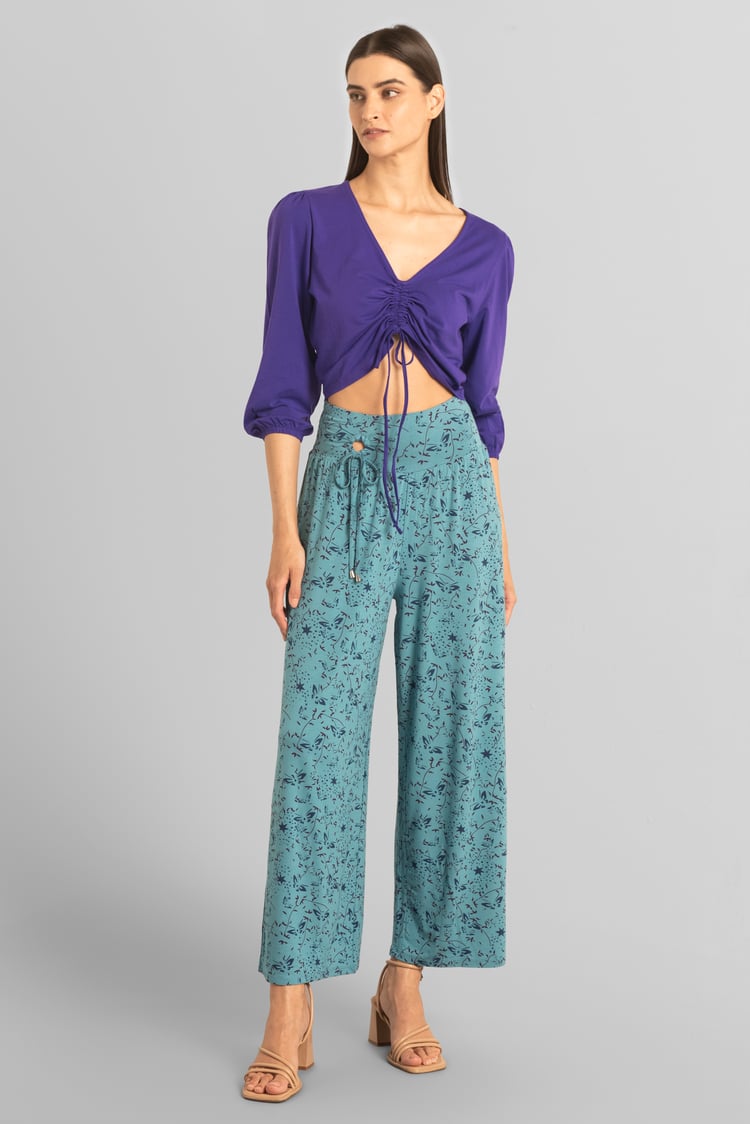 Womens Ruched Long Sleeve Crop Top