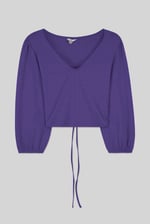 Womens Ruched Long Sleeve Crop Top