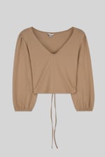 Womens Ruched Long Sleeve Crop Top