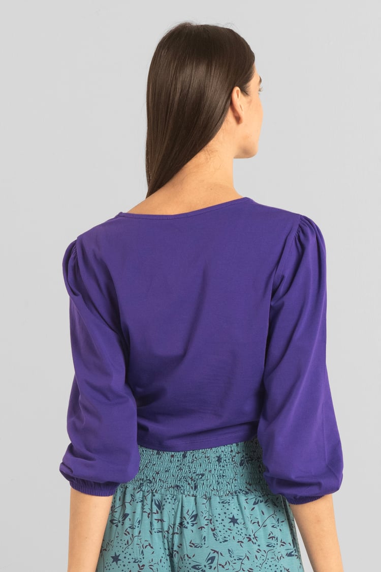 Womens Ruched Long Sleeve Crop Top