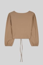 Womens Ruched Long Sleeve Crop Top