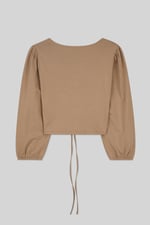 Womens Ruched Long Sleeve Crop Top