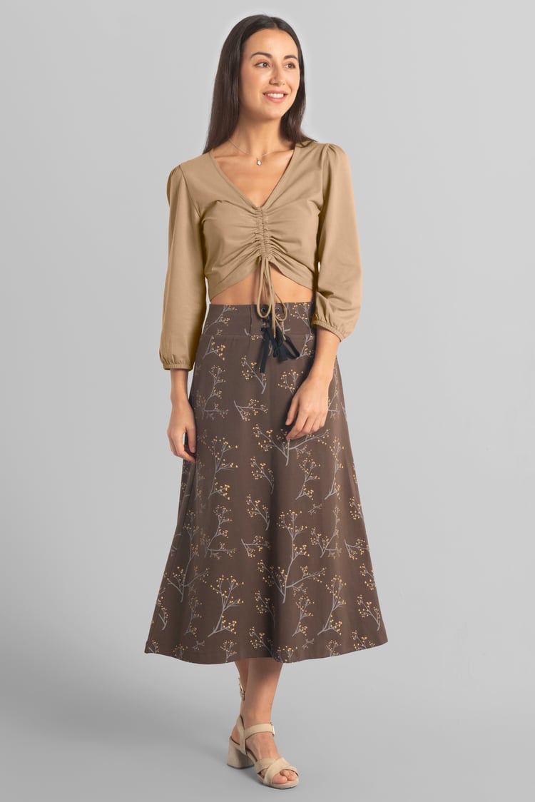 Womens Ruched Long Sleeve Crop Top