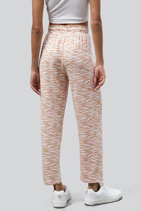 Nude Zebra Print Straight leg Trousers