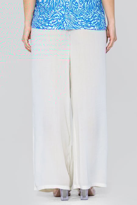 White see through Crepe Viscose Wide-Leg Trousers