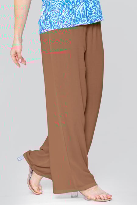 Brown see through Crepe Viscose Wide-Leg Trousers