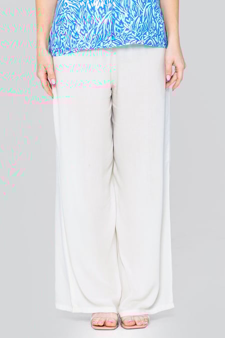 Brown see through Crepe Viscose Wide-Leg Trousers
