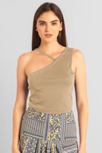 Solid ​Knitted Asymmetrical Tank Top