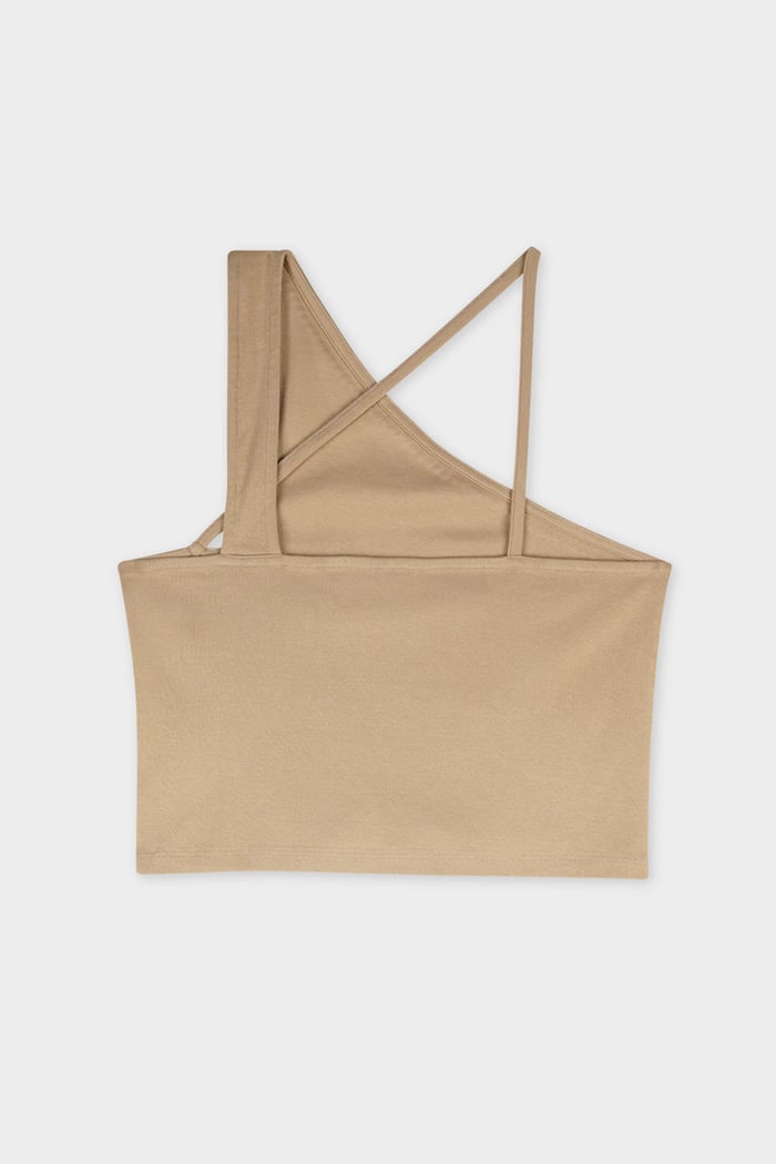 Solid ​Knitted Asymmetrical Tank Top