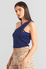 Solid ​Knitted Asymmetrical Tank Top