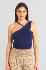 Solid ​Knitted Asymmetrical Tank Top