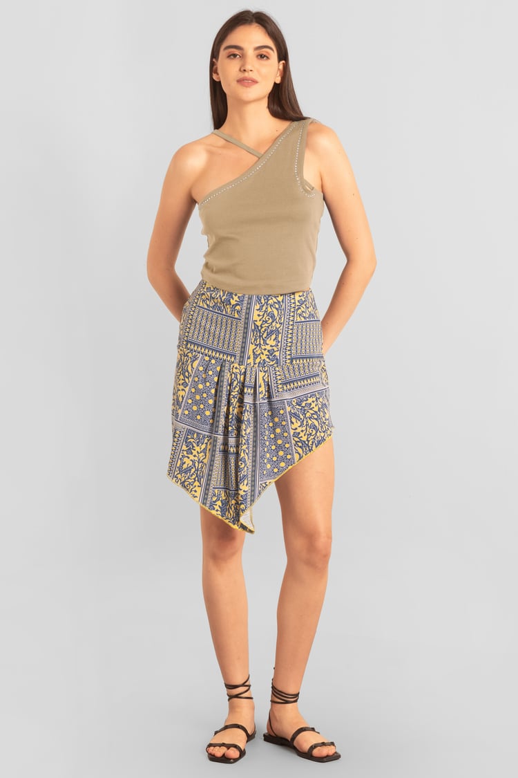 Solid ​Knitted Asymmetrical Tank Top