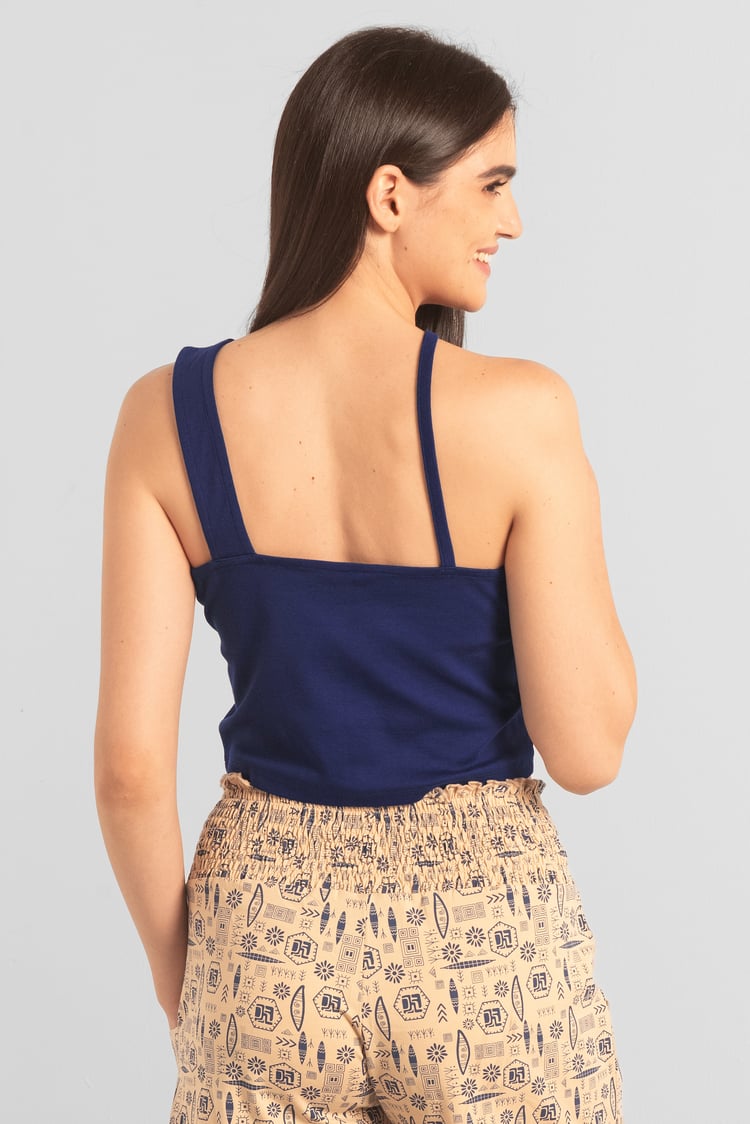 Solid ​Knitted Asymmetrical Tank Top