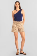 Solid ​Knitted Asymmetrical Tank Top