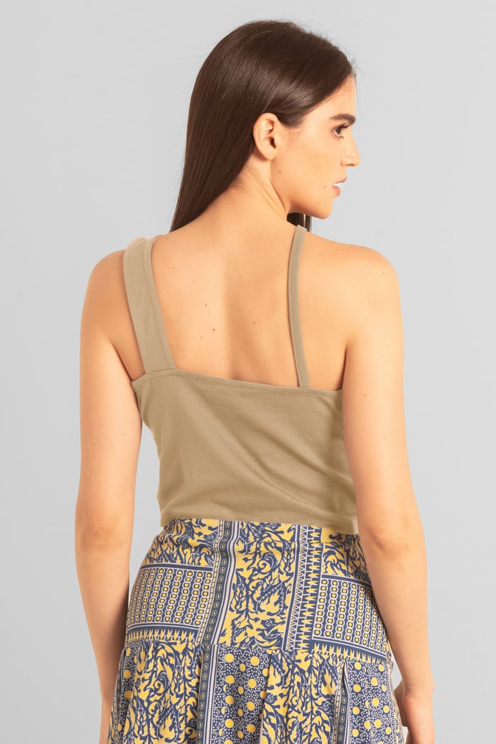 Solid ​Knitted Asymmetrical Tank Top