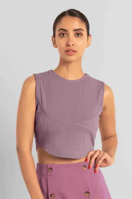 Blue Sleeveless Curve Hem Workout Top