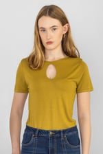 Key Hole Detail Short Sleeve Viscose Top