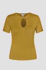 Key Hole Detail Short Sleeve Viscose Top