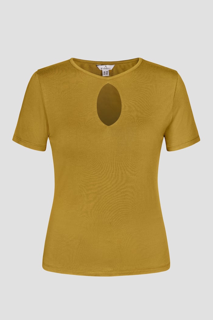 Key Hole Detail Short Sleeve Viscose Top