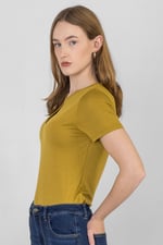 Key Hole Detail Short Sleeve Viscose Top