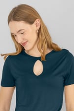 Key Hole Detail Short Sleeve Viscose Top
