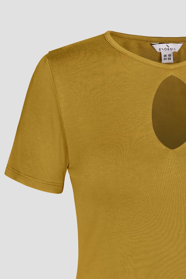 Key Hole Detail Short Sleeve Viscose Top