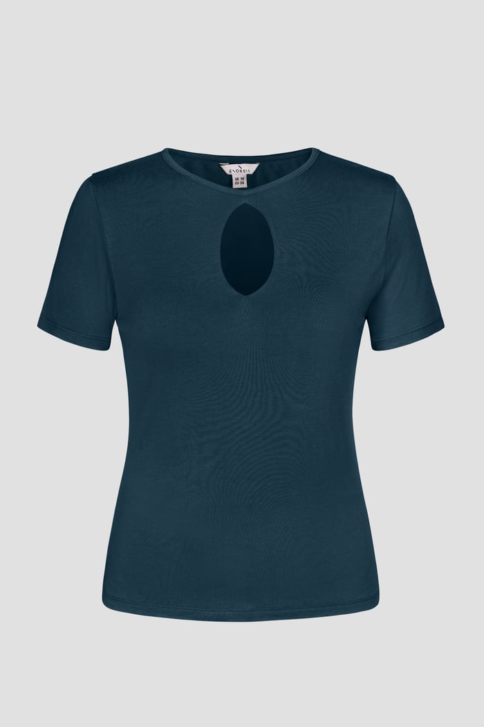 Key Hole Detail Short Sleeve Viscose Top