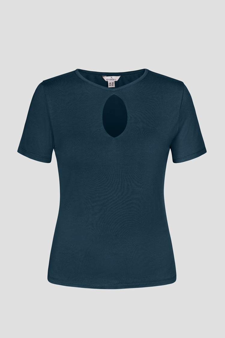 Key Hole Detail Short Sleeve Viscose Top