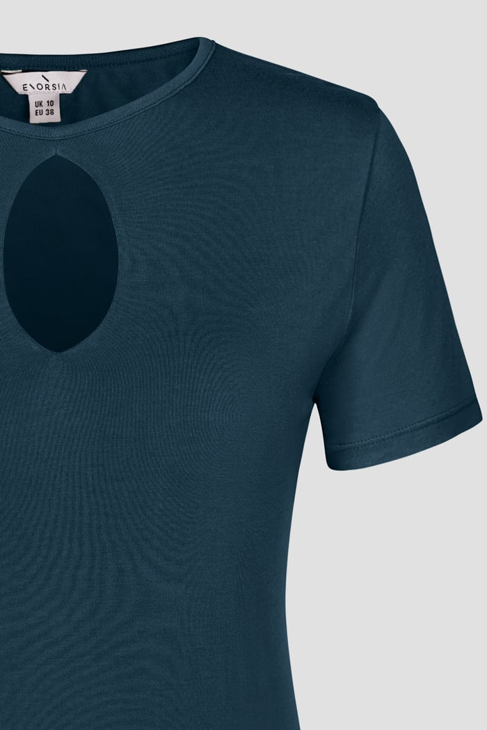 Key Hole Detail Short Sleeve Viscose Top