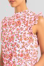 Floral Printed Smocked Hem Frill Top